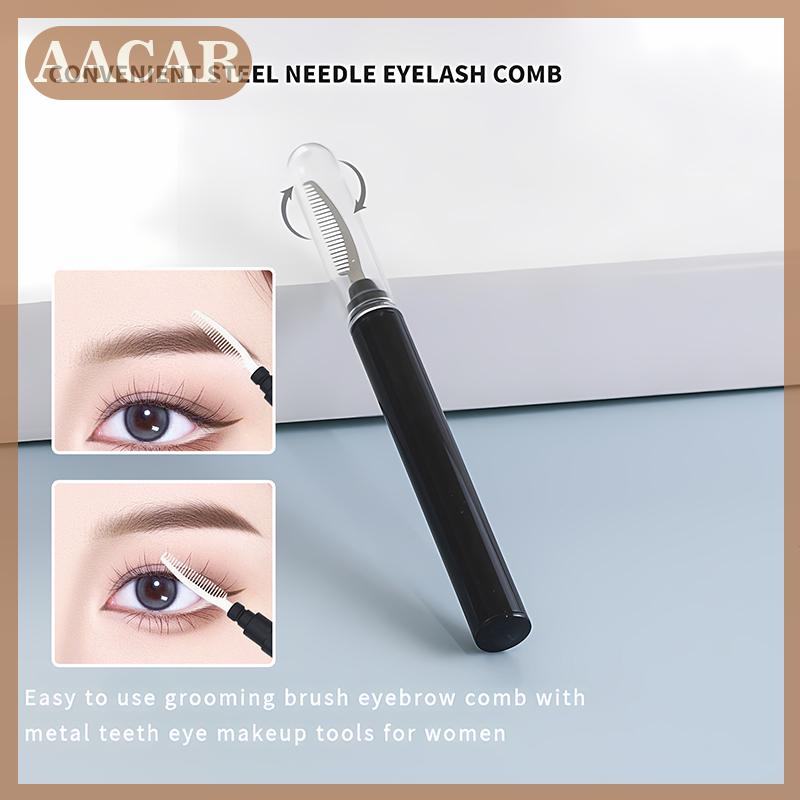 AACAR Lông Mi Màu Đen Clip Lược Với Bìa Lông Mi Tách Mắt Nâng Curl Kim Loại Bàn Chải Mini Lông Mày Lược Vẻ Đẹp Trang Điểm Công Cụ