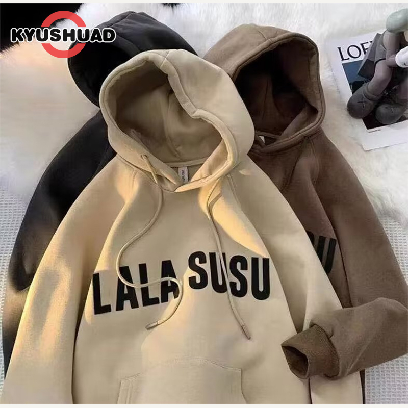 KYUSHUAD Nam Hoodieletterprint Áo Hoodie lông cừu baggy đường phố Áo Khoác Nam một hoodie cho trường học