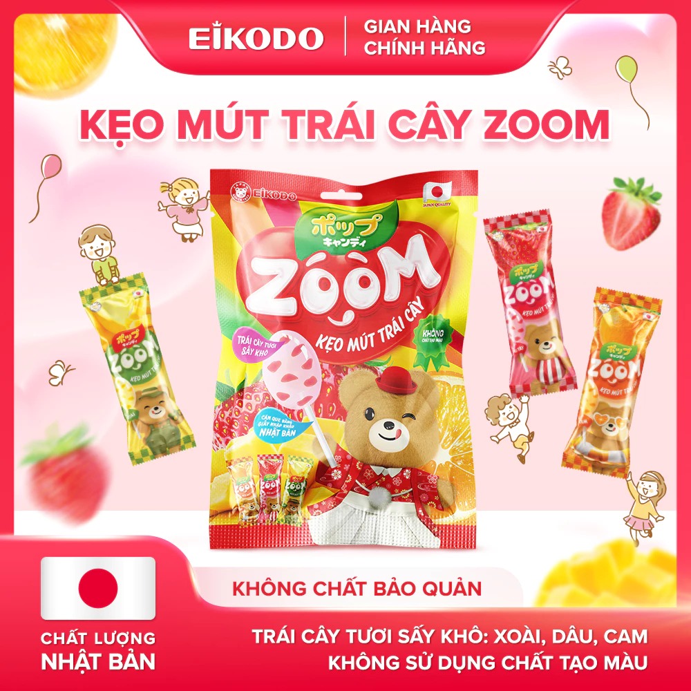 Gói Kẹo Mút Trái Cây Zoom - Trái cây tươi sấy que kẹo làm từ giấy an toàn 72g/gói Eikodo Việt Nam
