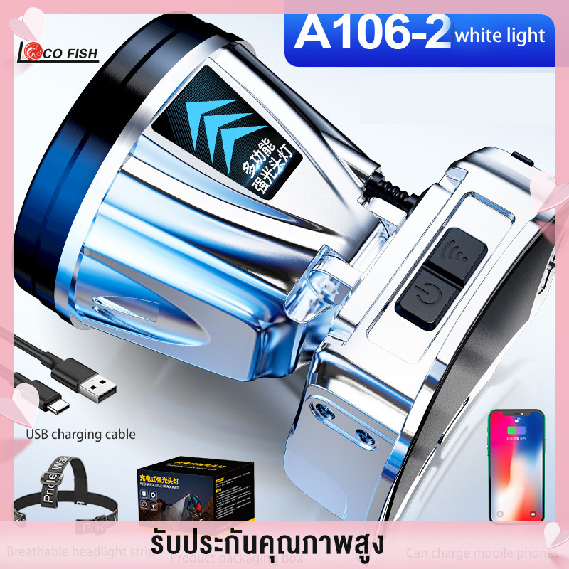 LIZARD Headlamp strong light head-mounted rechargeable miner's lamp outdoor the same induction Tiktok explosive model