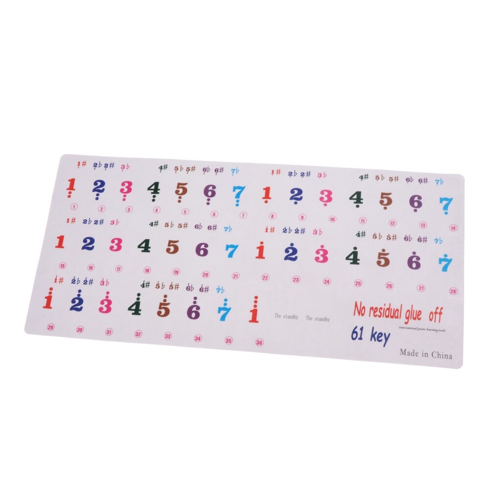 Transparent 61 Key Piano Decal Keyboard Instrument Parts for Beginner 23.5x11.2cm
