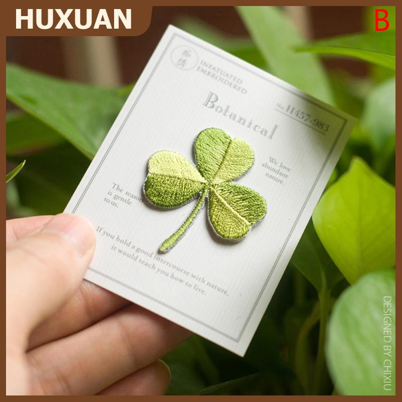 ❤❤❤Hot Sale HUXUAN Miếng vá cỏ ba lá miếng dán vải ủi miếng vá thêu đính tự làm