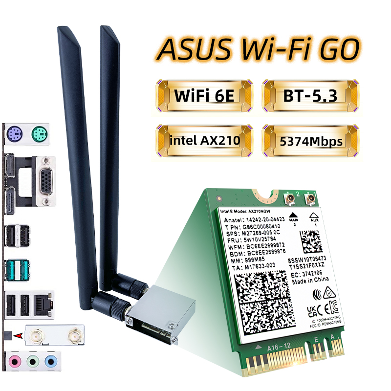 Tmtkzp1 Intel AX210 ax210ngw wfi6e các mạng không dây Bluetooth 5.3 wi-fi bộ chuyển đổi cho Asus B55
