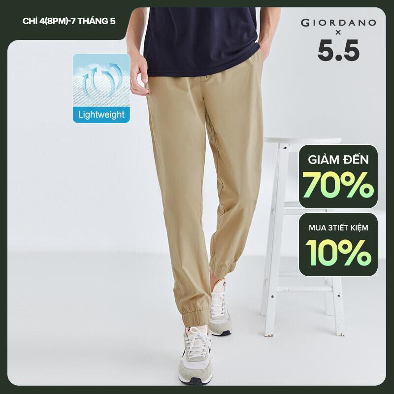 Quần thun Nam dài GIORDANO 100% thun cotton thoáng mát Ống suông Lưng thun. FreeShip 01119066