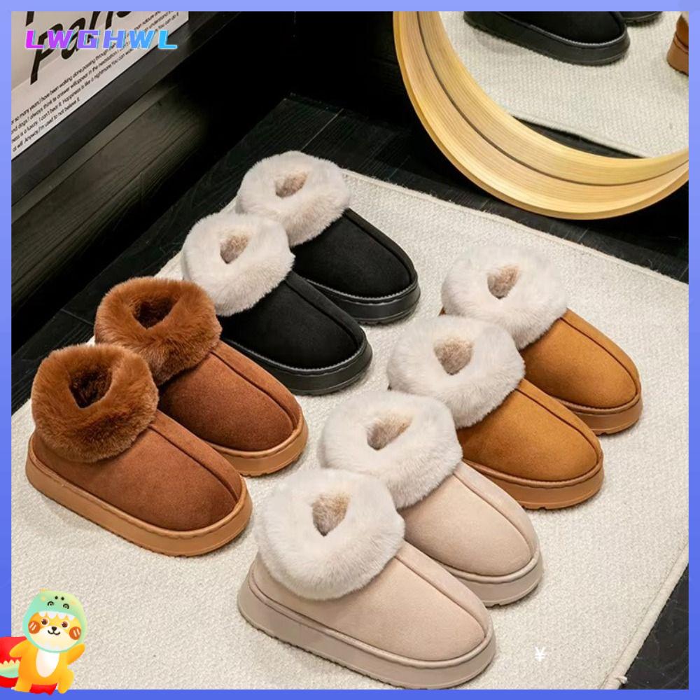 LWGHWL Mềm mại Giày tuyết Đồ nhồi bông Lông thú giả Giày cotton  Ấm áp Giày cao cổ Mùa đông