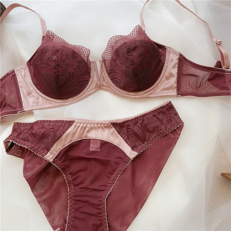 Women's Lace Bra Sets Seamless Underwear Backless Vest Sexy Padded Bralette Lingerie Ultrathin Bra & Brief Sets Female Intimates