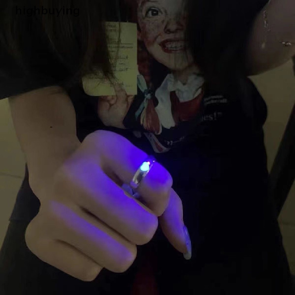 [jewelry craft] 【highbuying】 Fashion Blue Pink Heart Luminous Couple Fashion Ring Couple Jewelry Adjustable Open Ring Adjustable Jewelry Gift New Product