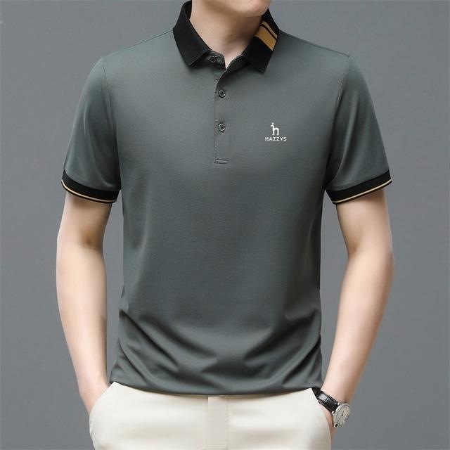 HAZZYS Business Polo Shirt Men Tops 2023 New Fashion Casual Short Sleeve Office Work Clothes Korea Print Summer Men polo shirt