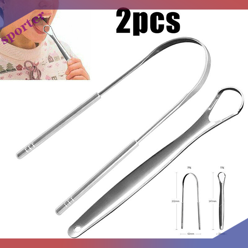 Sporter 2PCS Tongue Scraper Stainless Steel Tongue Cleaner Oral Care Hygiene Scraper ราคา 16 บาท*ส่งฟรี