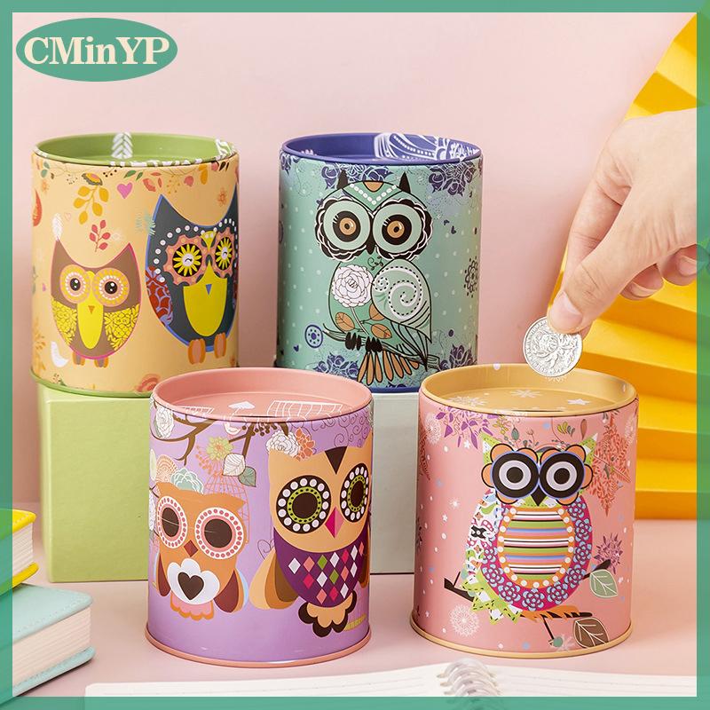  CMinYP Owl Kim Loại Con Heo Đất Ngân Hàng Đồng Xu Hộp Đồ Trang Sức Lưu Trữ Mini Tin Quà Tặng Dễ Thương Tổ Chức Tiết Kiệm Nhà Phụ Kiện Phòng Khách Trang Trí 