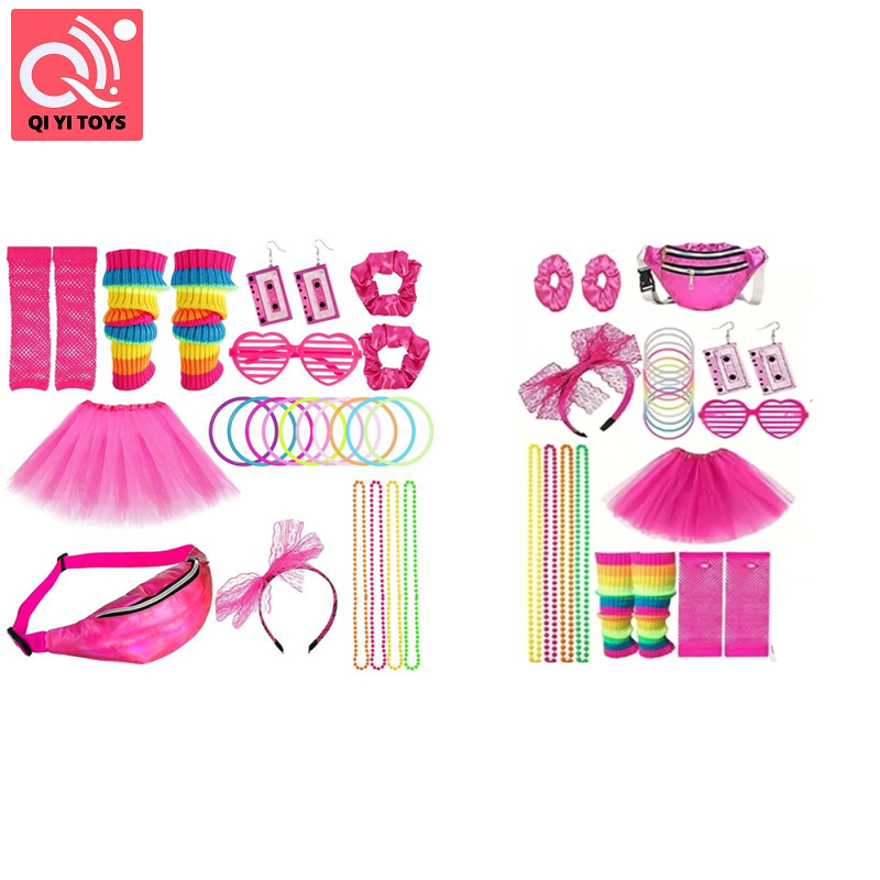 80s Fancy Party Costume, 80s Costume Outfits Accessories Set With Leg