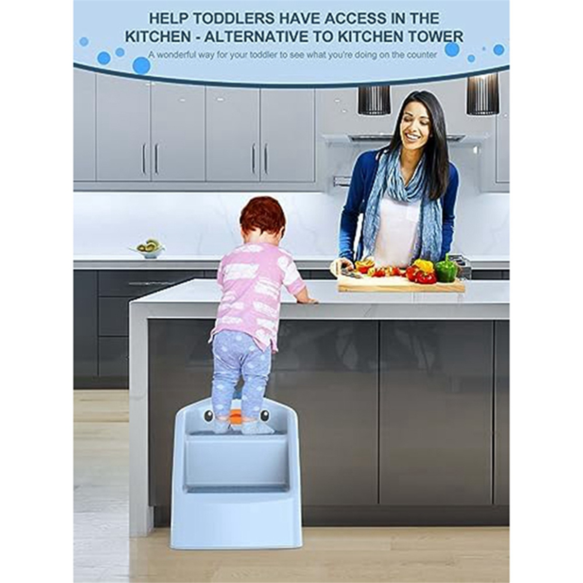 (IZDF) Foldable Toddler Kids Step Stool Kitchen Bathroom Sink Step Stool Toddler Bathroom Sink Blue Toilet Potty Training Child Kitchen Helper Plastic Ladder