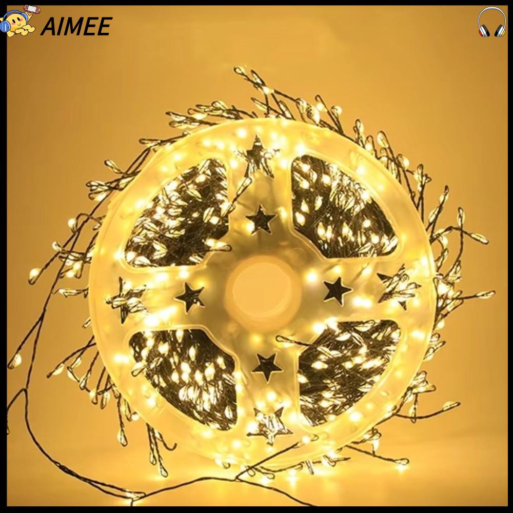 AIMEE Chiều dài 3 mét Đèn dây pháo hoa Cụm 100 đèn LED với điều khiển từ xa Đèn cây thông Noel Đèn tiên Cáp xanh Đèn dây đồng cho bữa tiệc trong vườn ngày lễ