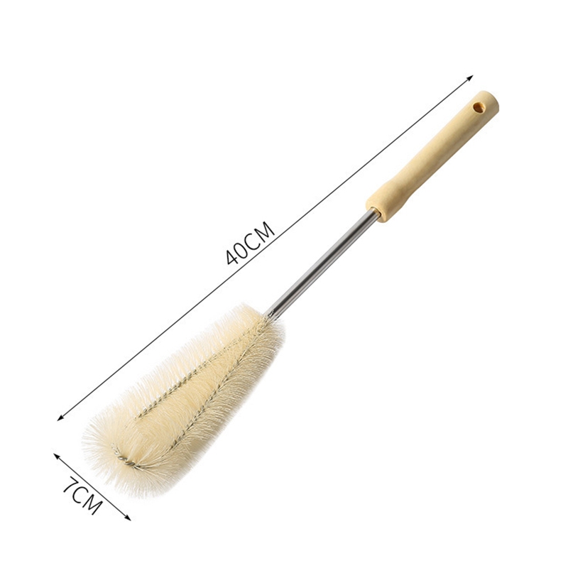 Bottle Brush Wooden Long Handle Cup Cleaning Brush Bend for ​​Blender Food Processor