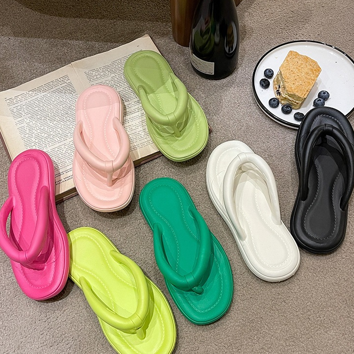 2024 Phong Cách Mới Flip-Flops Flip-Flops Nữ Mùa Hè Mặc Bên Ngoài Đi Biển Flip-Flops Giày Đi Biển Flat La Swoan212