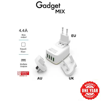 DigiNut 4-Port USB Charger/ Travel Wall Adapter/ Fast Charge 4.4A 22W/ D4U4