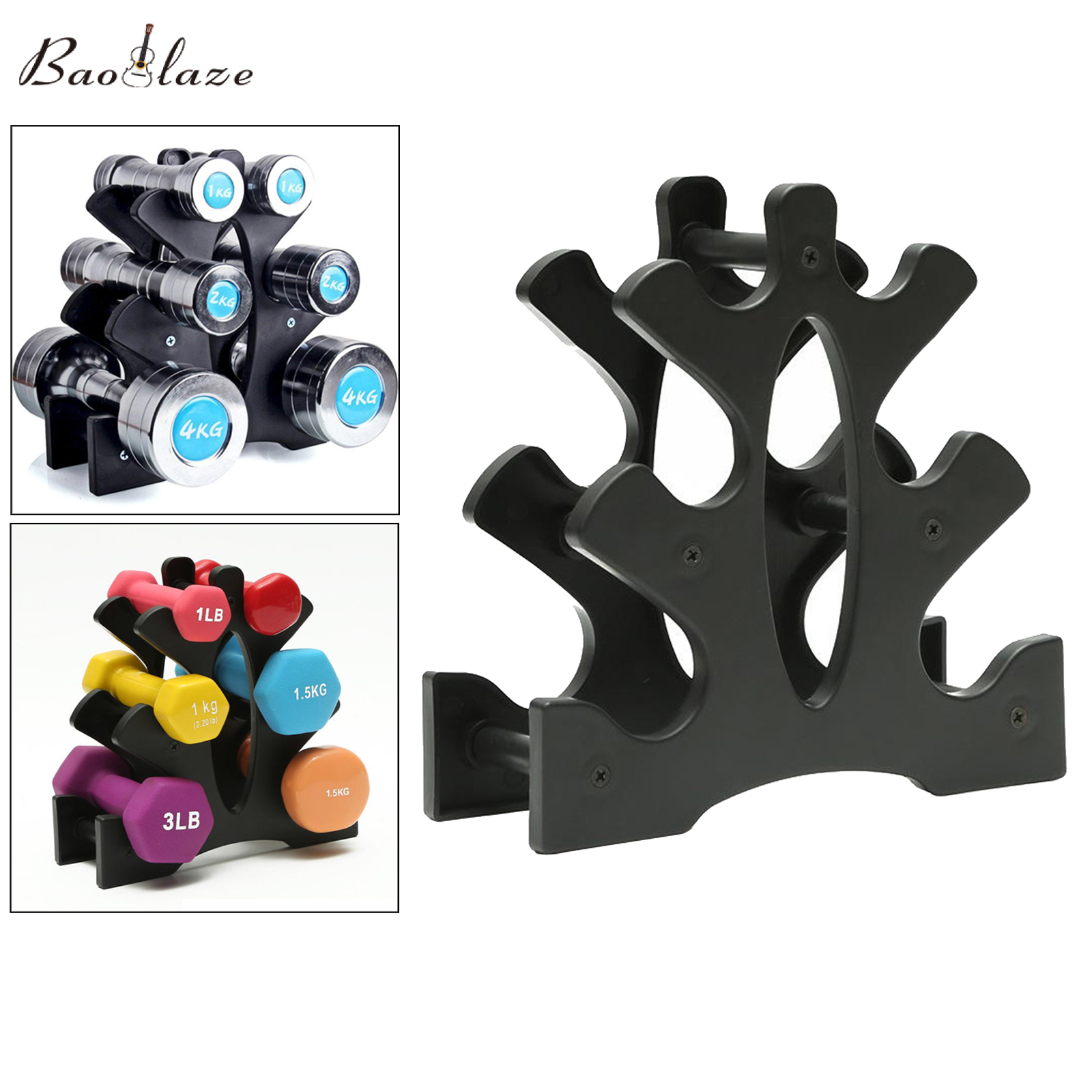 LazaraSport Giá Đỡ Tạ Đứng 3 Tầng, Giá Để Tạ Cây, Bàn Tay Đa Cấp