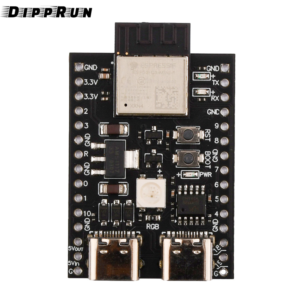 Dipprun ESP32-C3-DevKitM bảng mạch phát triển ESP32-C3FN4 Core ESP32-C3-MINI-1 Wifi + BT Le module với 4 Mb bên ngoài SPI Flash
