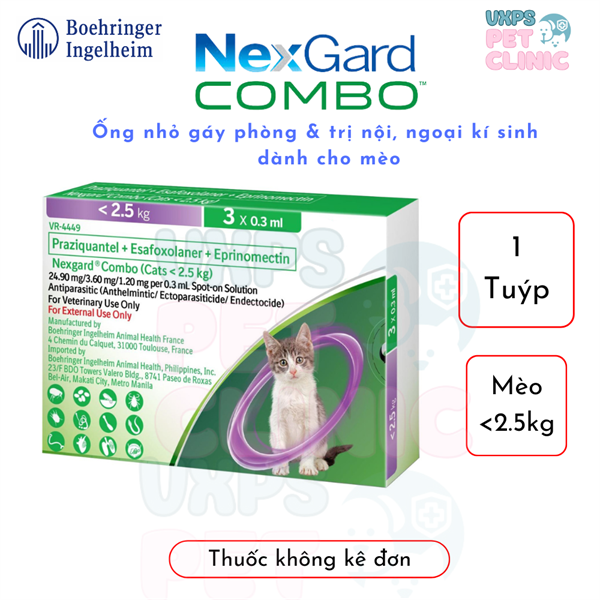 NexGard COMBO® - Ống Nhỏ Gáy Bảo Vệ Toàn Diện Cho Mèo