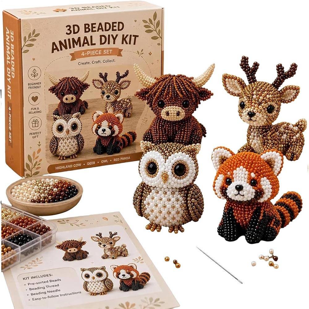 Bead Embroidery Kits DIY Animal Beading Kit Handmade Beadwork Art Craft Set