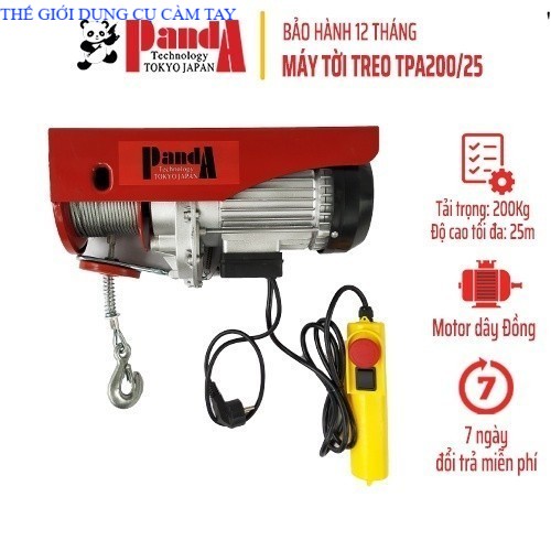 Máy tời treo PANDA TPA200/25 dây dài 25m trọng tải tối đa 200Kg mô tơ đồng 100 THÉ GIỚI DỤNG CỤ CÂM TAY