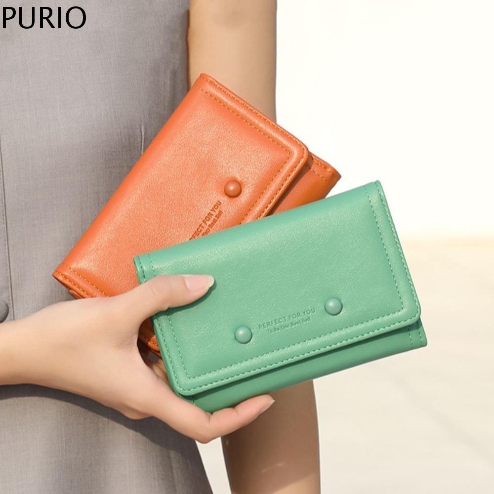 PURIO Thanh lịch Ví nữ ngắn Kinh Doanh Đa chức năng Ví đựng thẻ di động Thời trang Sang trọng Túi đựng tiền xu có khóa kéo Phụ nữ