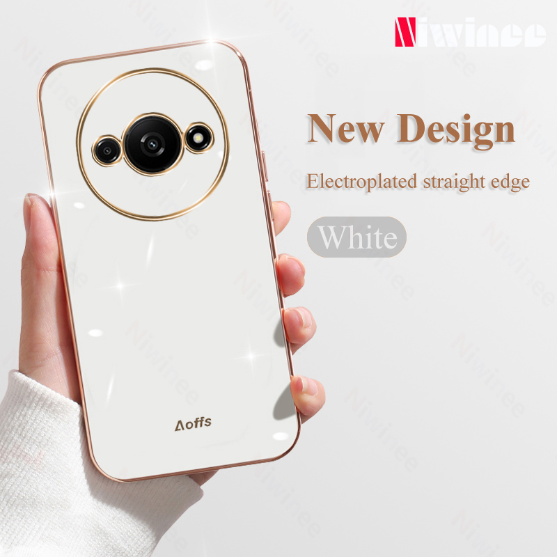 Cho Xiaomi Redmi A3 vỏ điện thoại sang trọng 6D eletroplated Cover quay lại silicon mềm đơn giản sán