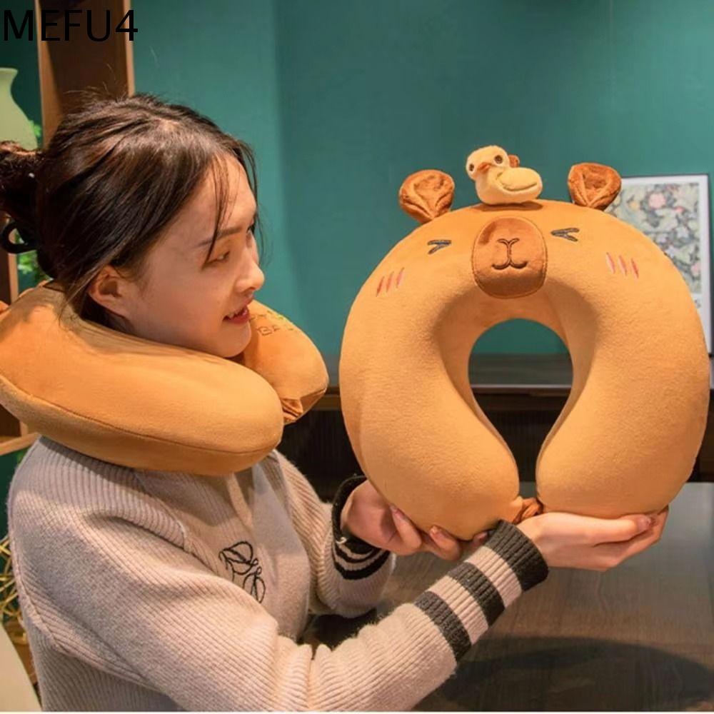 MEFU4 Capybara Gối du lịch hình chữ U Động vật Hai Gối đỡ cổ Thân thiện với da Có thể giặt Đệm tựa đầu ngủ trưa Khoảng cách xa