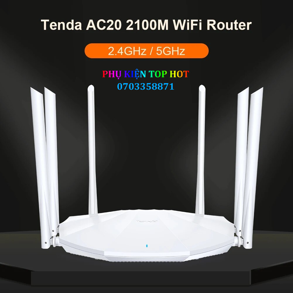 Bộ phát wifi 2 băng tần ac2100m tenda ac20 tiếng anh cổng gigabit
