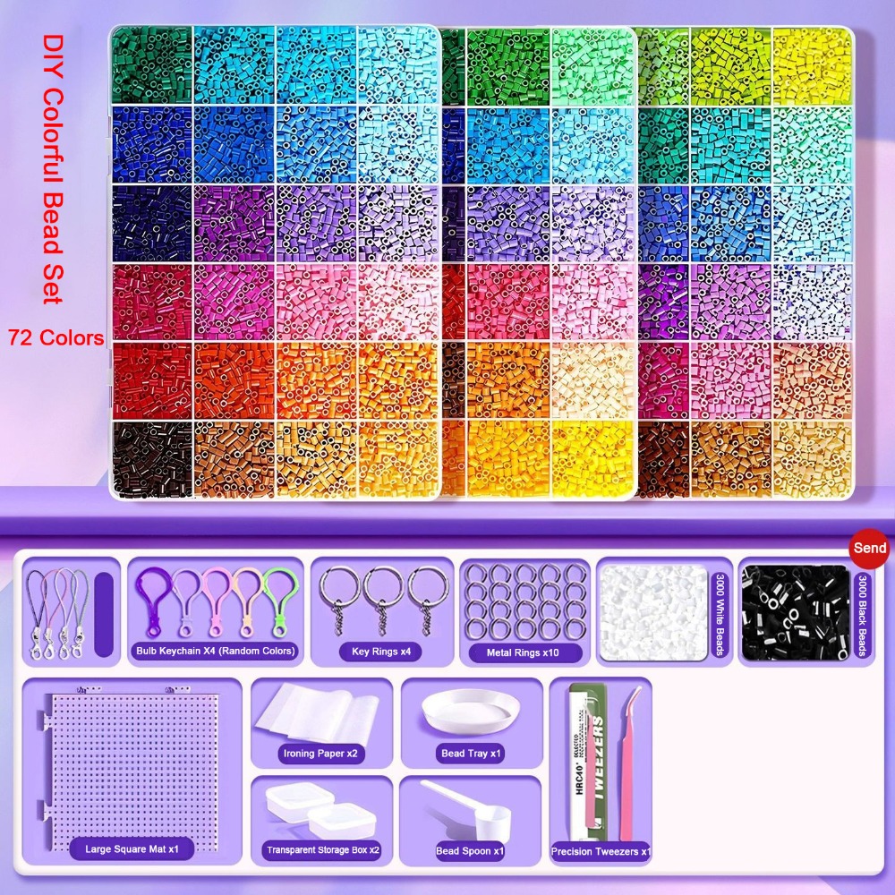 WAPKTY Kích thước 2.6mm Hạt Perler Hama Chất lượng cao Đậu Nhỏ Cao Cấp Hạt ghép hình 3D Tự Làm Câu Đố 48/72/96/120 màu sắc Hạt tan chảy Sáng tạo cho trẻ em