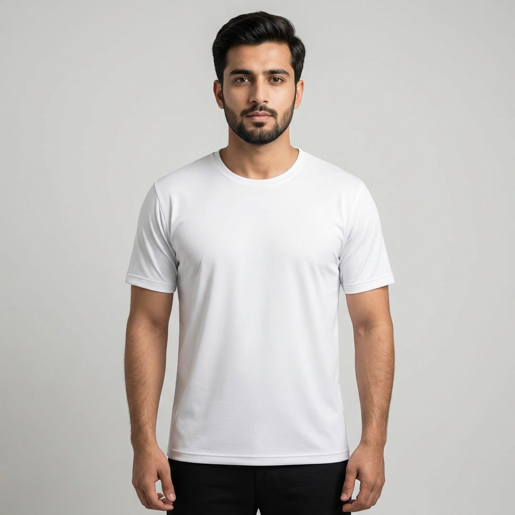 Ruku Garments New Half Sleeve Plain White Tshirt For Men