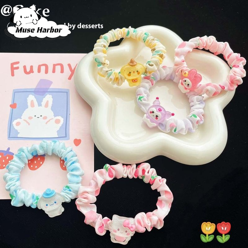 Muse Harbor เครื่องประดับผมเด็กผู้หญิงแบบใหม่ผ้าผูกผม Kuromi การ์ตูนเชือกรัดผมยืดหยุ่นสูงน่ารักสำหรับเด็กผู้หญิง ราคา 10 บาท*ส่งฟรี