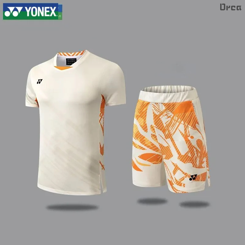 Áo cầu lông YONEX cho nam và nữ, áo thể thao tập luyện nhanh khô, áo thun ngắn tay với quần short chạy mùa hè 2025