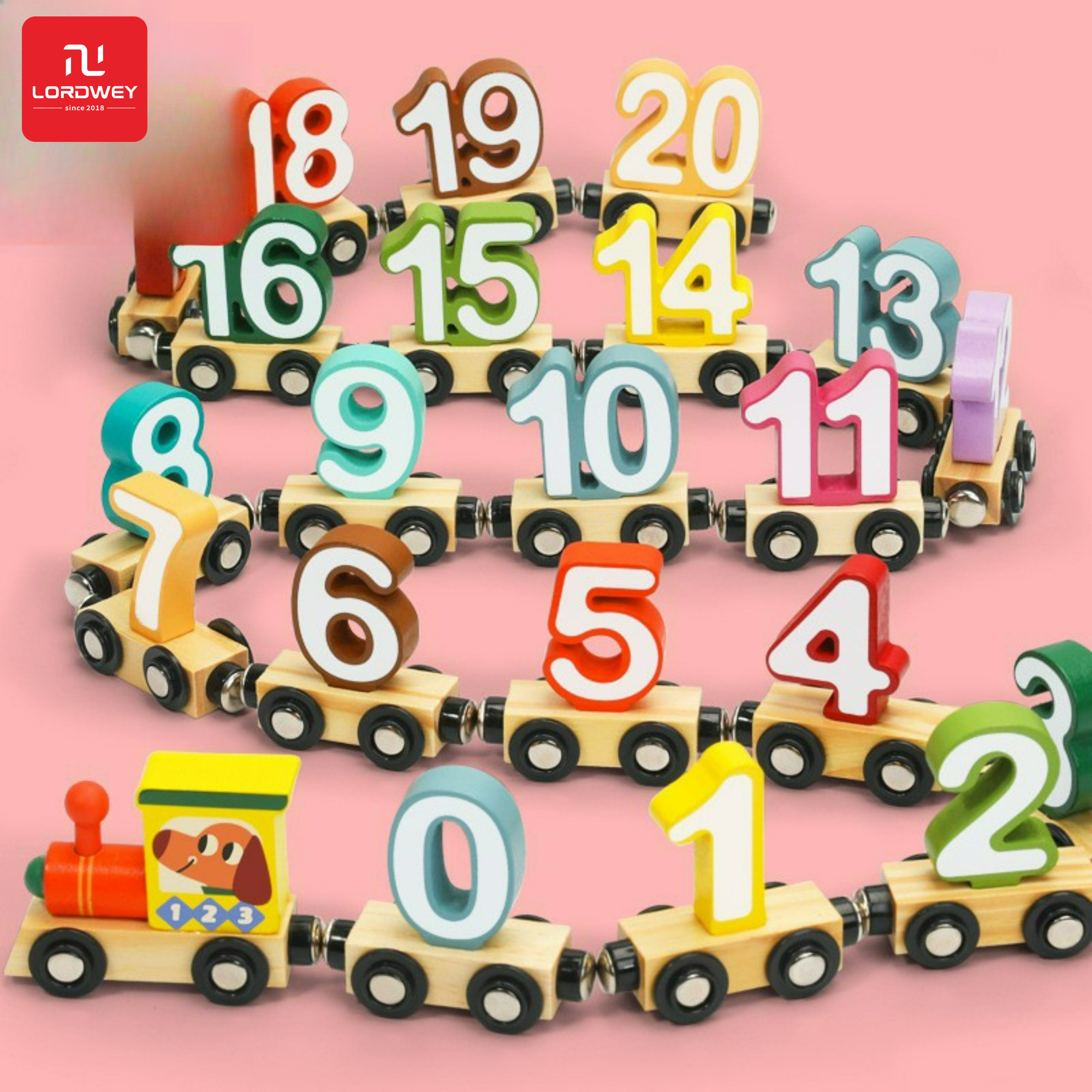 ตัวต่อเลโก้ บล็อกตัวต่อเสริมสร้างทักษะ LORDWEY | Magnetic Twelve-digit Digital Training for Children Aged 1 To 3 Wooden Building Blocks for Early Education and Intellectual Development