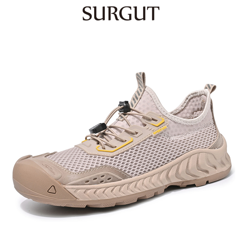 SURGUT Brand Comfortable Thick Soft Outsole Casual Men Shoes Plus Size Spring Summer Mesh Breathable Shoes Driving Shoes Men ราคา 1,056 บาท*ส่งฟรี
