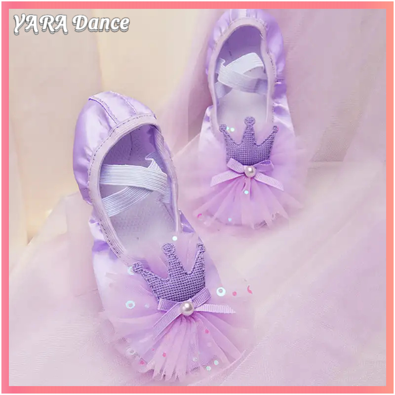 Giày Ballet Trẻ Em YARA Giày Khiêu Vũ Chuyên Nghiệp Satin Vương Miện Ren Giày Ballet Đế Mềm Huấn Luyện Chuyên Nghiệp Giày Công Chúa