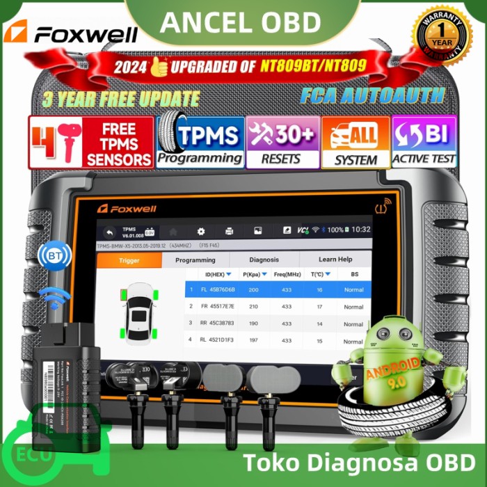 FOXWELL NT809TS OBD2 Scanner TPMS ECU Program Alat Diagnostik Mobil Giá 8,543,840 Đồng*Miễn phí vận chuyển