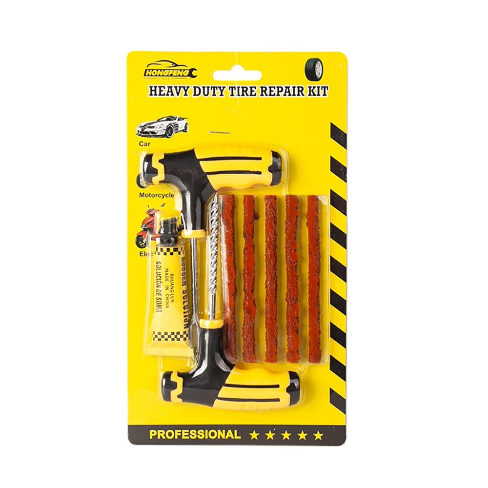 FDJDT Car Tire Repair Tool Tubeless Tyre Repair Kit with Rubber Strips Studding Tool Puncture Plug Garage Tools for Motorcycle Trucks DRJTR