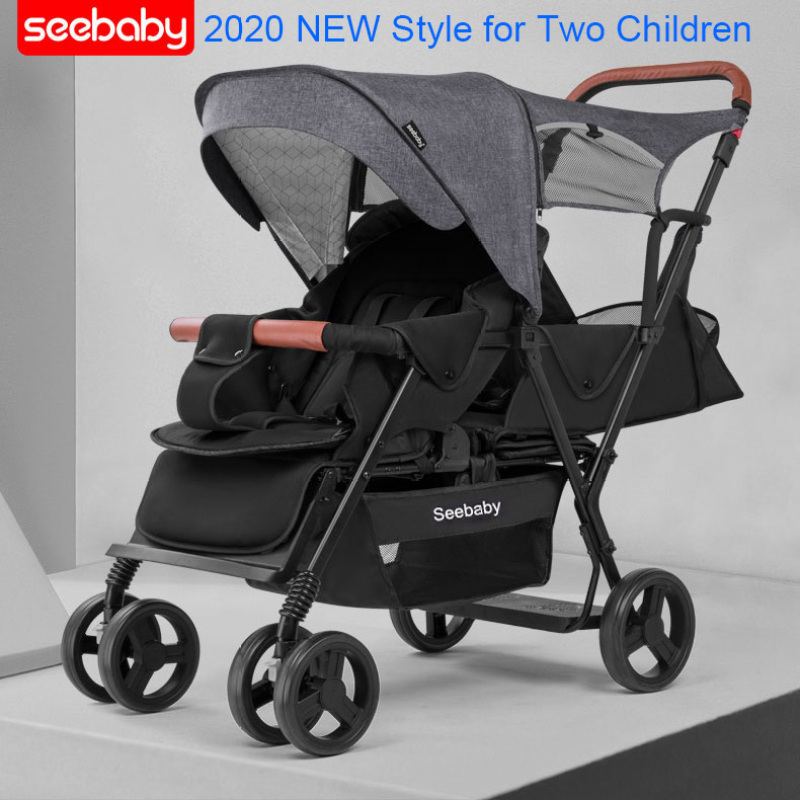 Seebaby Twins Baby Stroller Double Children 4-wheel Baby Stroller With Standing Board T12 European 2020 Style Singapore