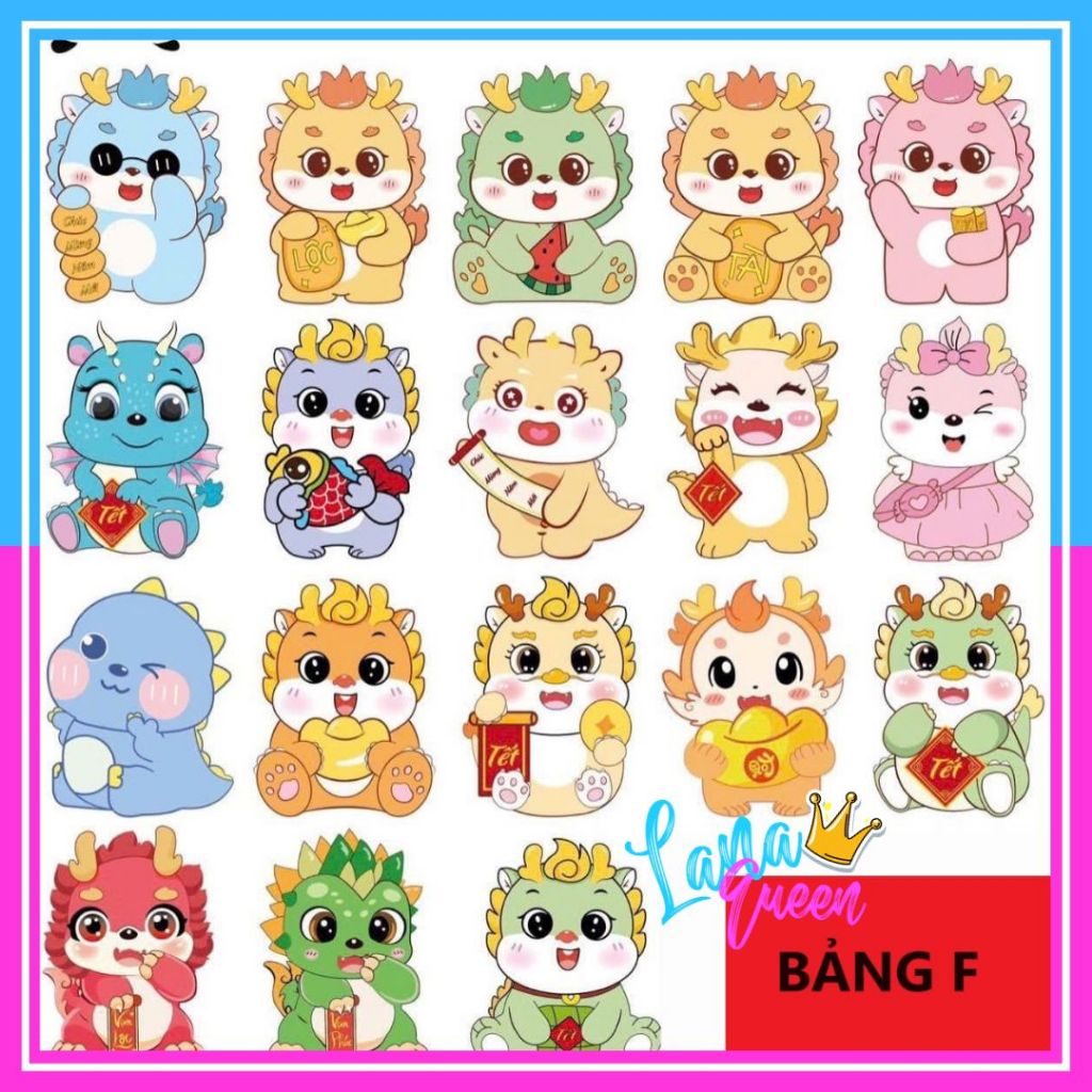 Combo 50 bao lì xì chibi chipi chi bi Rồng phản quang hoạt hình tết lì xì chibi 2024 đẹp dễ thương LANA QUEEN