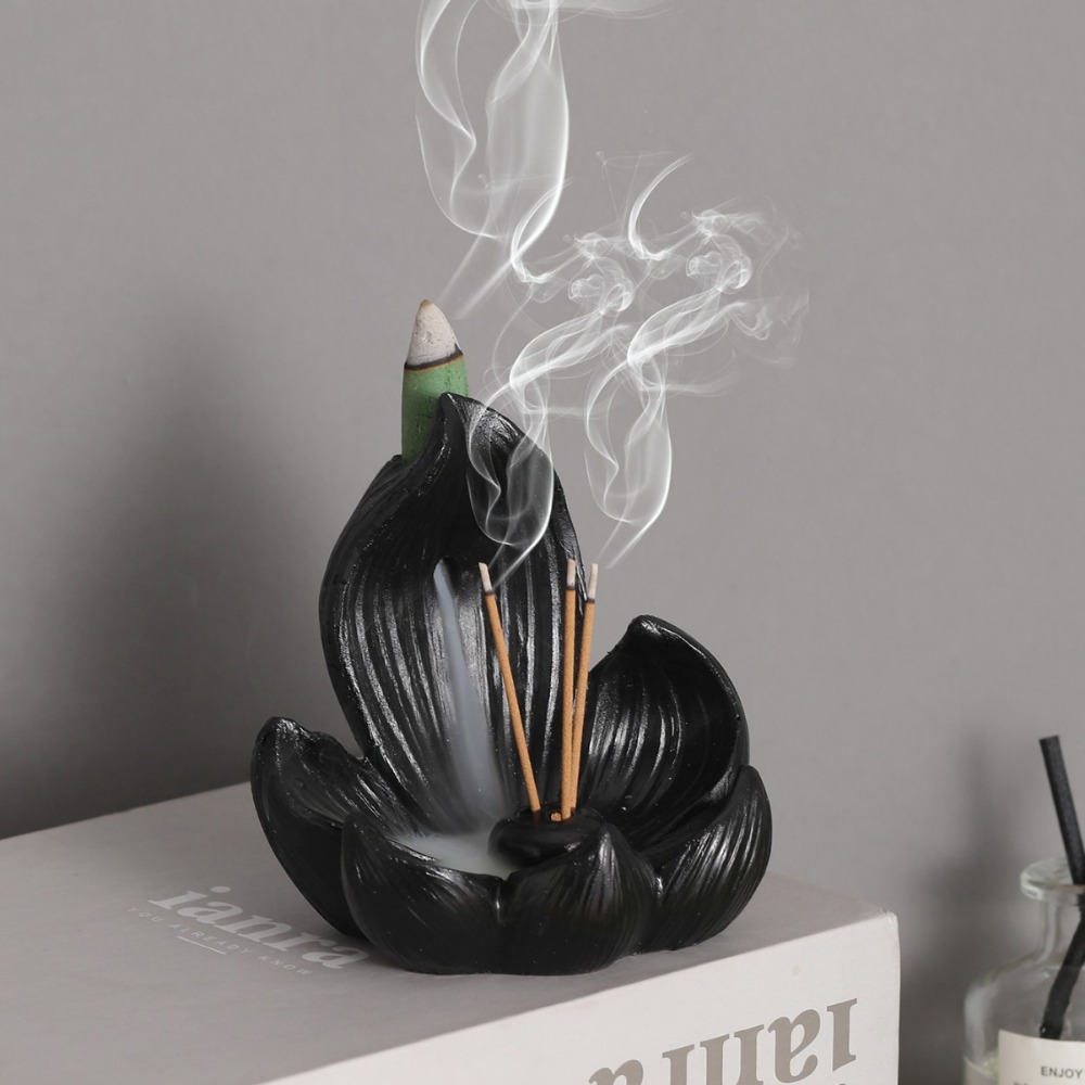 JURHOMIE Sandalwood Incense Burner Stick Holder Lotus Line Coil Base Incense Plate Creative Resin Incense Holder Temples Yoga Studios