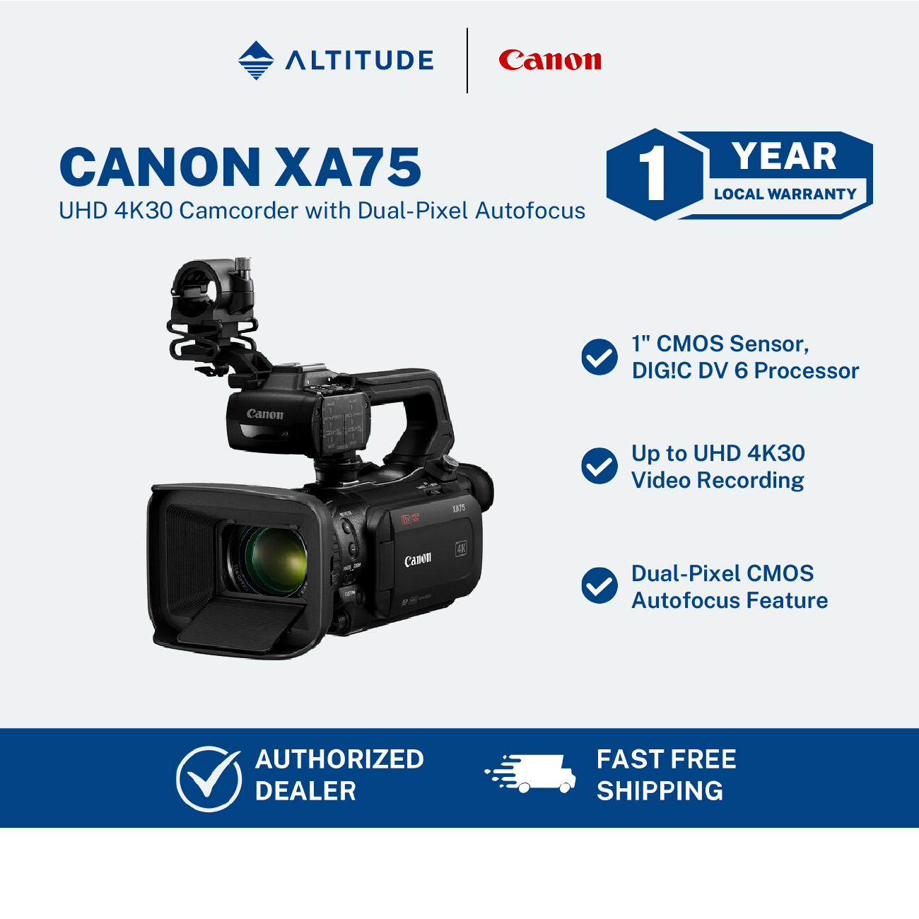 Canon XA75 UHD 4K30 Camcorder with Dual-Pixel Autofocus Presyo 221,110 Piso*Libreng Shipping