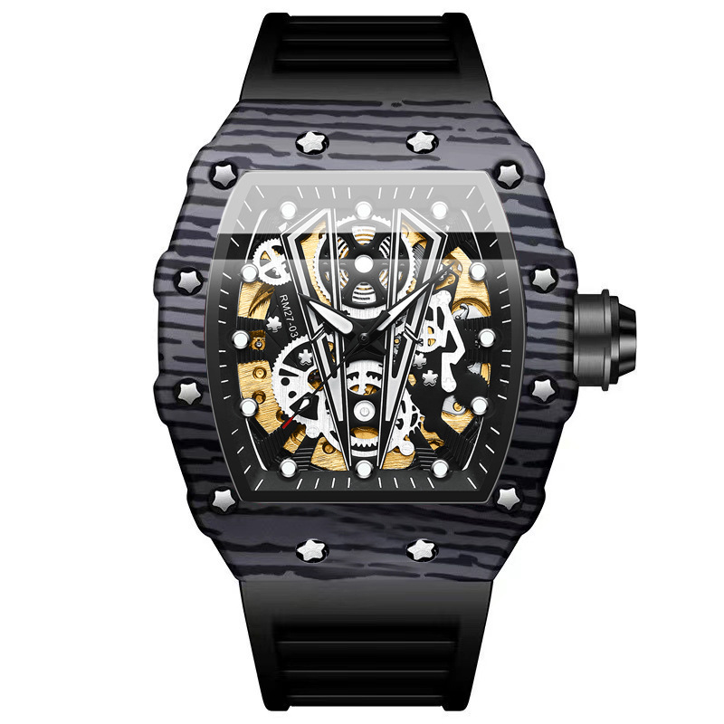 BINBOND Hoàn toàn đồng hồ tự động cho nam đục lỗ ra cơ khí Richard thời trang thể thao cao cấp ban đầu đồng hồ đeo tay