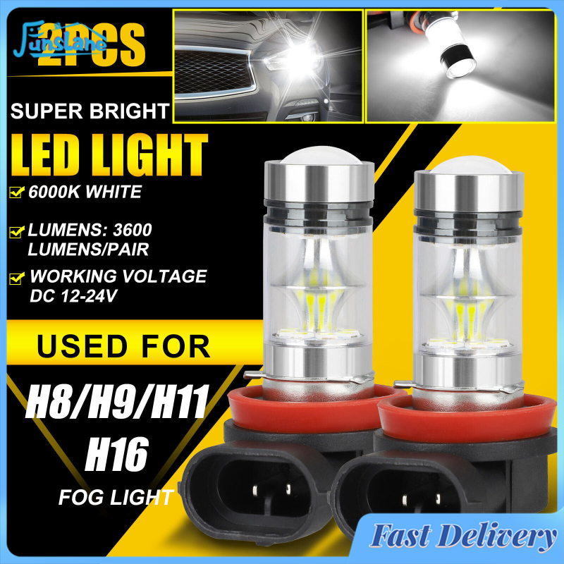 FunsLane 2pcs H8 H11 H16 Led Driving Light Bulbs High-Power 360-degree Beam Angle 200w 6000k Waterproof Fog Lamp Bulb