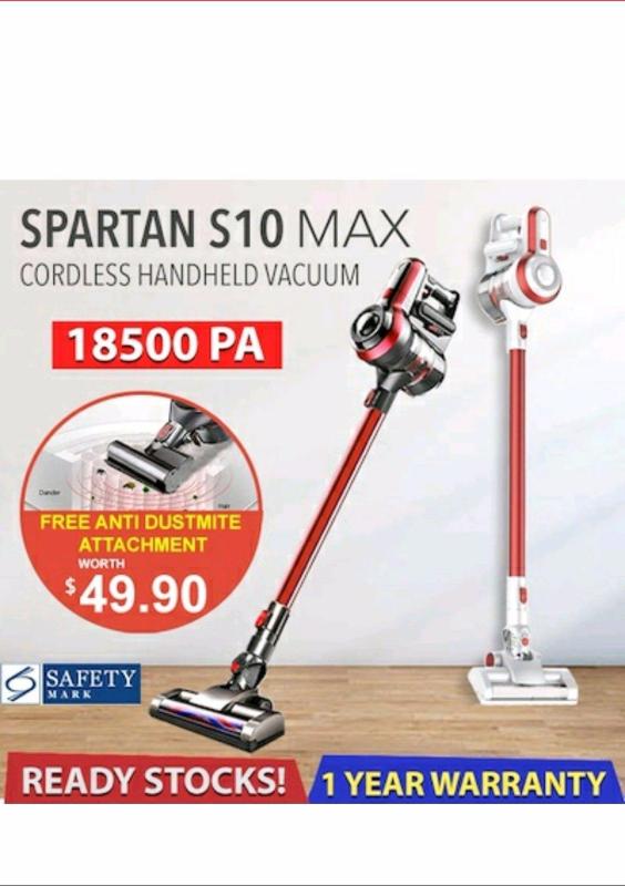 【Introductory Offer】SPARTAN S10 MAX 14kPA/18.5kPA Suction Power Cordless Vacuum Singapore