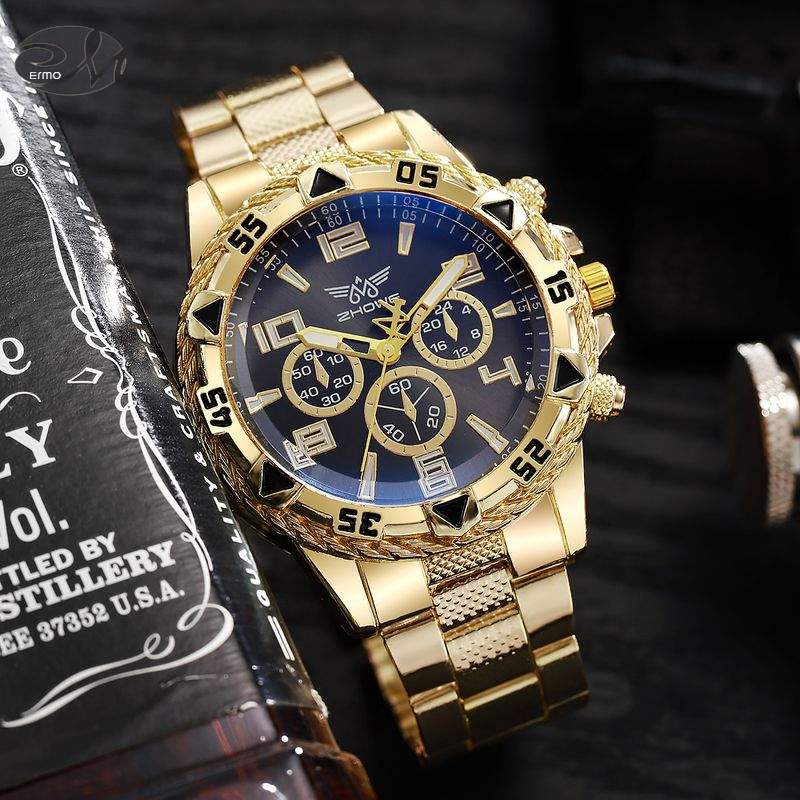 ERMO Men's Fashion Chronograph Watch with Alloy Steel Band and Three Sub-Dials for Sporty Style ราคา 75 บาท*ส่งฟรี