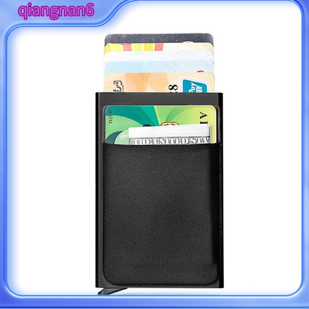 QIANGNAN6 Chặn RFID Ví đựng thẻ tín dụng Siêu Nhôm Ví tự động bật lên Đa chức năng Chống Trộm Hộp đựng thẻ Nam doanh nhân