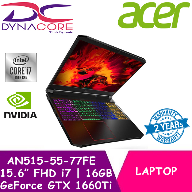 DYNACORE - Acer Nitro 5 AN515-55-77FE 144Hz Gaming laptop with Intel 10th Gen Core i7-10750H Processor and NVIDIA GeForce GTX 1660TI
