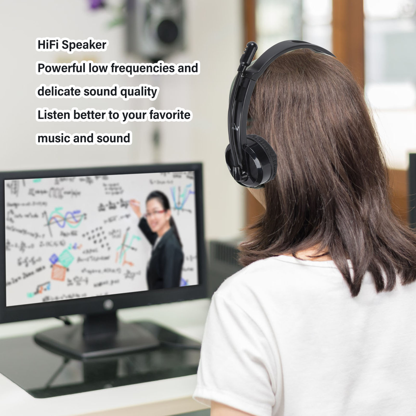 Tai nghe có dây Tai nghe chụp có dây xoay Mic đa hướng cho teleconference
