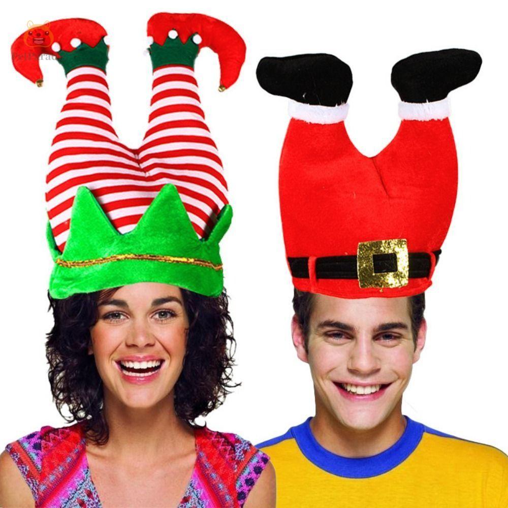 PETPARADIS Sọc Mũ quần ông già Noel ELF Mềm Đỏ Mũ Chú hề giáng sinh Mũ tiệc giáng sinh Vải nhung lông Mũ giáng sinh quần đỏ Trẻ em